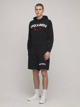 Dsquared2 Logo print cotton jersey hoodie Products